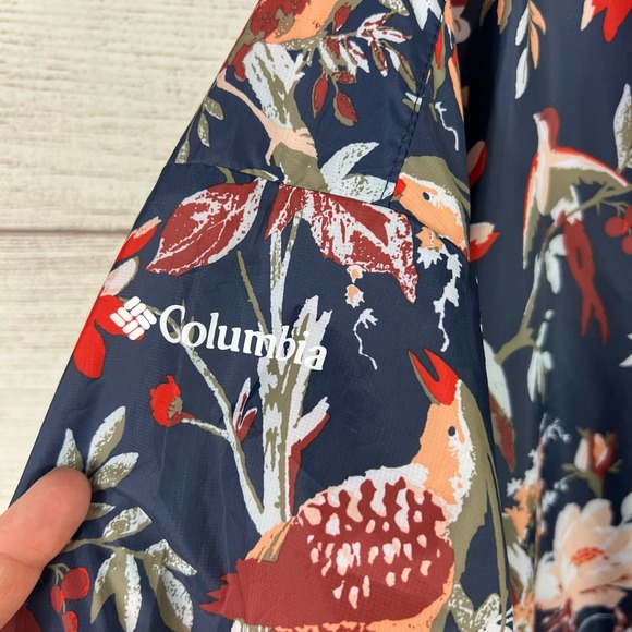 Columbia Women's Inner Limits ll Floral Bird Print Navy Rain Jacket Size Large - Picture 12 of 14